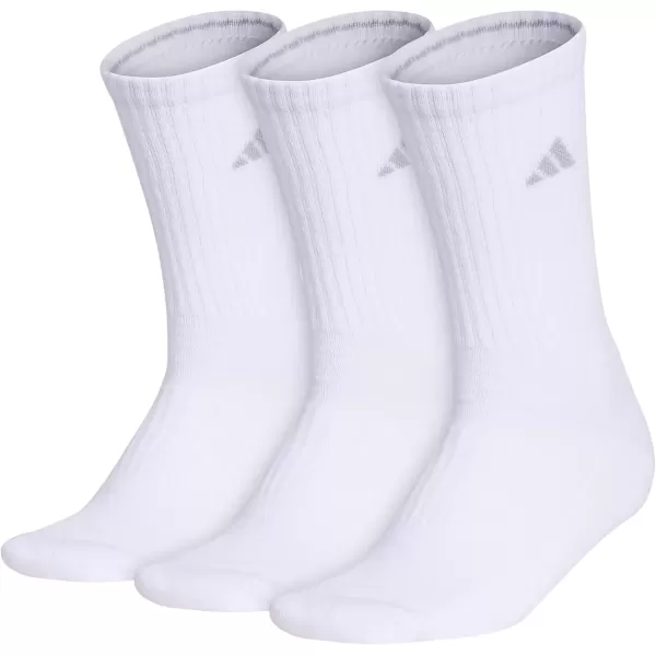 imageadidas Womens Cushioned Crew Socks with Arch Compression 3 PairsWhiteClear Onix Grey