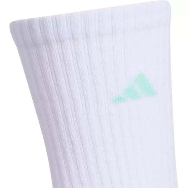 imageadidas Womens Cushioned Crew Socks with Arch Compression 3 PairsWhitePulse Mint GreenLucid Fuchsia Pink