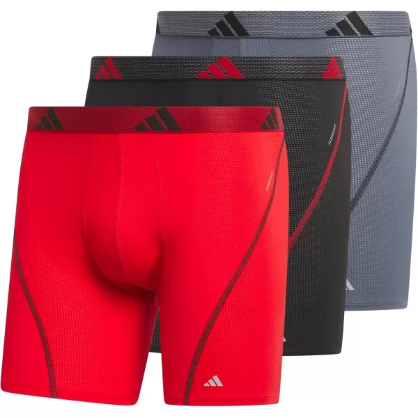 imageadidas Mens Performance Mesh Boxer Brief Underwear with All Day Comfort 3 PackBetter ScarletBlackOnix Grey