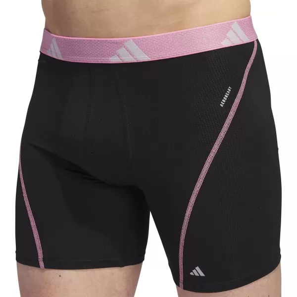 imageadidas Mens Performance Mesh Boxer Brief Underwear with All Day Comfort 3 PackBlackBliss PinkSemi Blue Burst