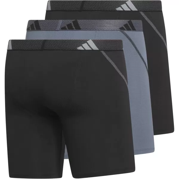 imageadidas Mens Performance Mesh Boxer Brief Underwear with All Day Comfort 3 PackBlackOnix GreyBlack