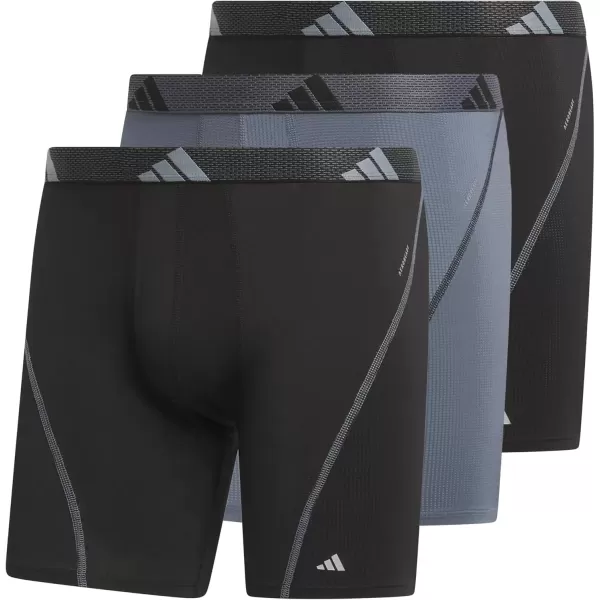 imageadidas Mens Performance Mesh Boxer Brief Underwear with All Day Comfort 3 PackBlackOnix GreyBlack