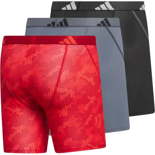 imageadidas Mens Performance Mesh Boxer Brief Underwear with All Day Comfort 3 PackDigi Camo Better Scarletbright RedBetter ScarletBright Red