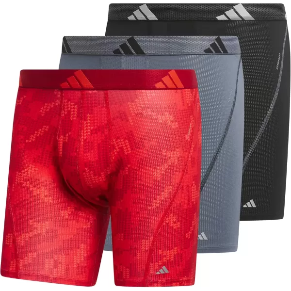 imageadidas Mens Performance Mesh Boxer Brief Underwear with All Day Comfort 3 PackDigi Camo Better Scarletbright RedBetter ScarletBright Red