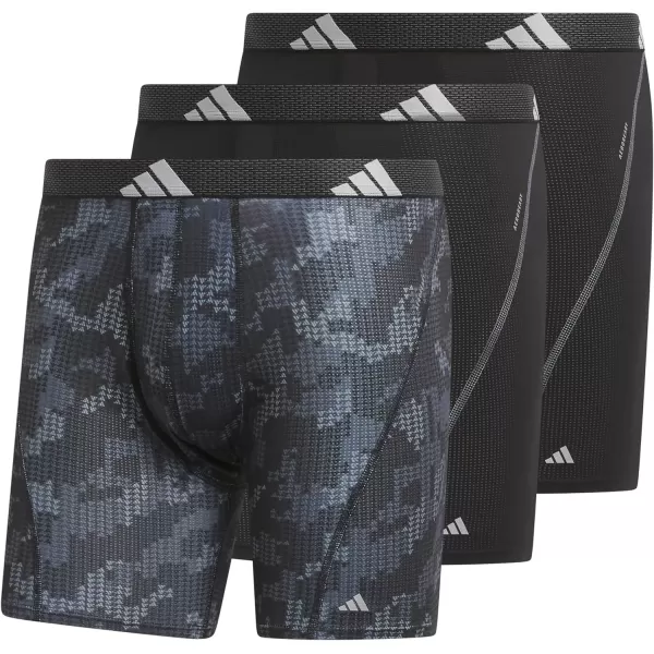 imageadidas Mens Performance Mesh Boxer Brief Underwear with All Day Comfort 3 PackDigi Camo BlackonixBlackClear Grey