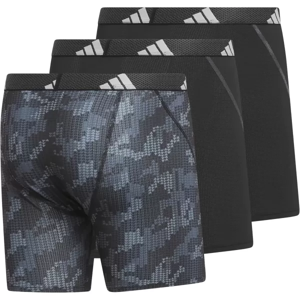 imageadidas Mens Performance Mesh Boxer Brief Underwear with All Day Comfort 3 PackDigi Camo BlackonixBlackClear Grey