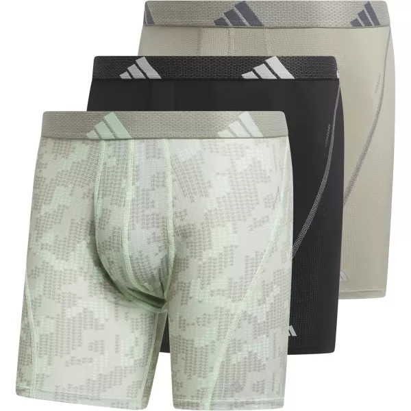 imageadidas Mens Performance Mesh Boxer Brief Underwear with All Day Comfort 3 PackDigi Camo Silver Pebblesemi Green SparkSilver Pebble GreySemi Green Spark