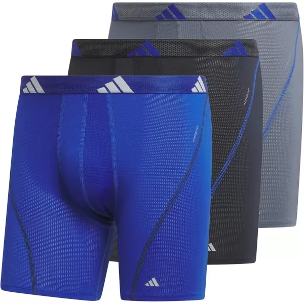 imageadidas Mens Performance Mesh Boxer Brief Underwear with All Day Comfort 3 PackTeam Royal BlueLegend Ink BlueOnix Grey