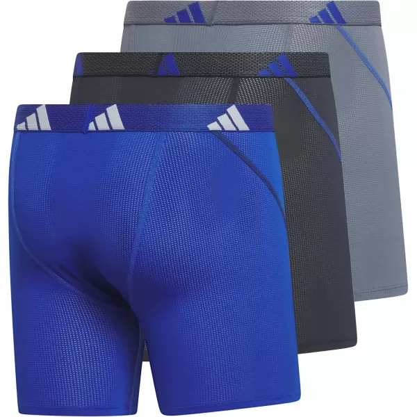 imageadidas Mens Performance Mesh Boxer Brief Underwear with All Day Comfort 3 PackTeam Royal BlueLegend Ink BlueOnix Grey