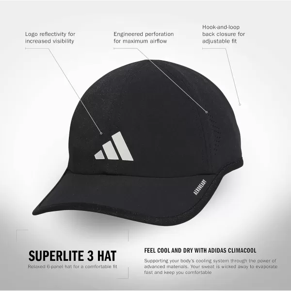 imageadidas Mens Superlite 30 Relaxed Fit Adjustable Performance HatBlackWhite