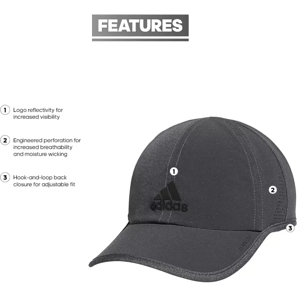 imageadidas Mens Superlite 30 Relaxed Fit Adjustable Performance HatGrey SixBlack Reflective