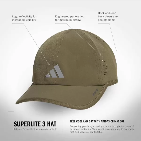 imageadidas Mens Superlite 30 Relaxed Fit Adjustable Performance HatOlive Strata GreenSilver Metallic