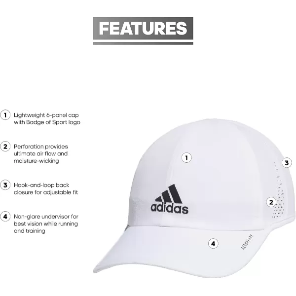 imageadidas Mens Superlite 30 Relaxed Fit Adjustable Performance HatWhiteBlack Reflective