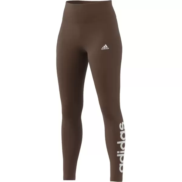 imageadidas Womens Essentials HighWaisted Logo LeggingsPreloved BrownWhite