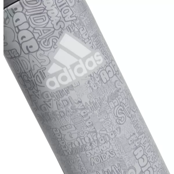 imageadidas 600 ML 20 oz Metal Water Bottle HotCold DoubleWalled Insulated 188 Stainless SteelAdi Font Madness Stone GreyGreyLucid Lime Green