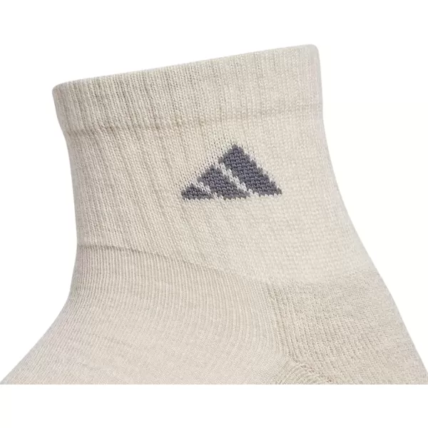 imageadidas Mens Cushioned Quarter Socks 3 PairsAlumina BeigeWhiteBlack