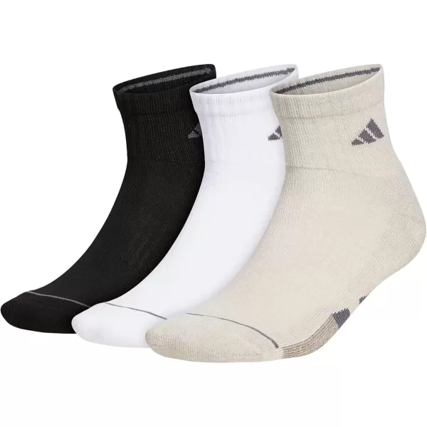 imageadidas Mens Cushioned Quarter Socks 3 PairsAlumina BeigeWhiteBlack