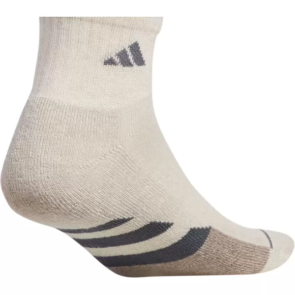 imageadidas Mens Cushioned Quarter Socks 3 PairsAlumina BeigeWhiteBlack