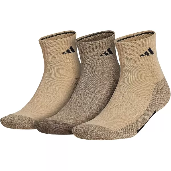 imageadidas Mens Cushioned Quarter Socks 3 PairsBeige ToneBlanch CargoBlack