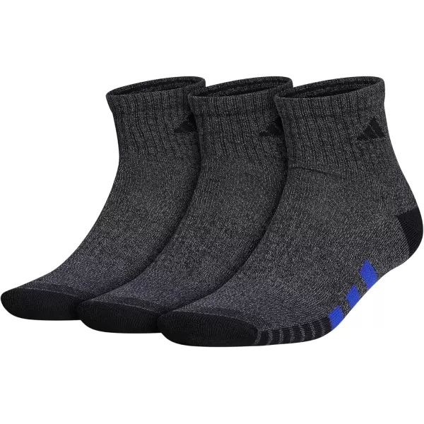 imageadidas Mens Cushioned Quarter Socks 3 PairsBlackOnix GreyBetter Scarlet