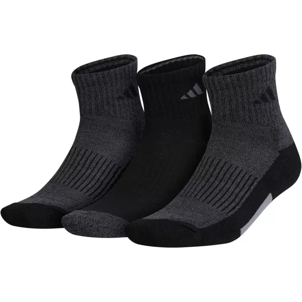 imageadidas Mens Cushioned Quarter Socks 3 PairsBlackOnix GreyGrey