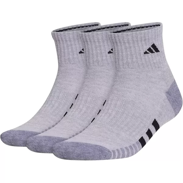 imageadidas Mens Cushioned Quarter Socks 3 PairsCool Light HeatherGreyBlack