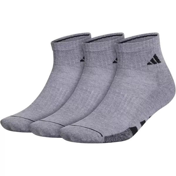 imageadidas Mens Cushioned Quarter Socks 3 PairsGreyBlack