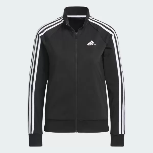 imageadidas Womens Essentials WarmUp Slim 3Stripes Track TopBlack