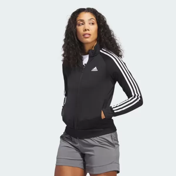 imageadidas Womens Essentials WarmUp Slim 3Stripes Track TopBlack