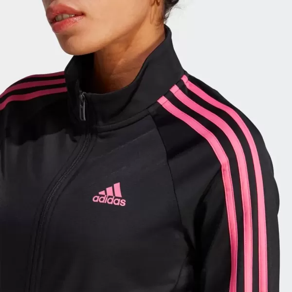 imageadidas Womens Essentials WarmUp Slim 3Stripes Track TopBlackPulse Magenta