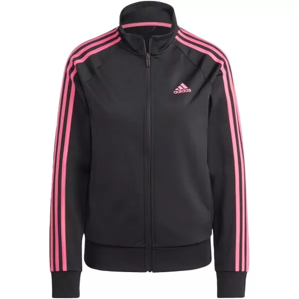 imageadidas Womens Essentials WarmUp Slim 3Stripes Track TopBlackPulse Magenta