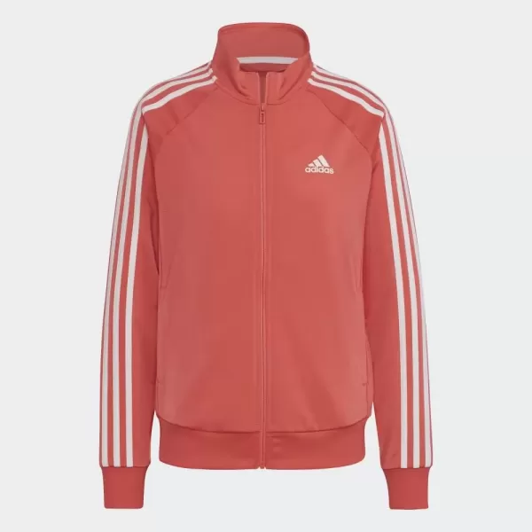 imageadidas Womens Essentials WarmUp Slim 3Stripes Track TopSemi TurboWhite