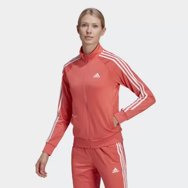 imageadidas Womens Essentials WarmUp Slim 3Stripes Track TopSemi TurboWhite