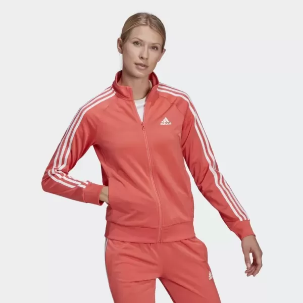 imageadidas Womens Essentials WarmUp Slim 3Stripes Track TopSemi TurboWhite