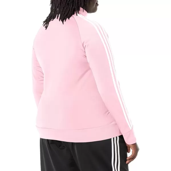 imageadidas Womens Essentials WarmUp Slim 3Stripes Track TopTrue PinkWhite Primegreen