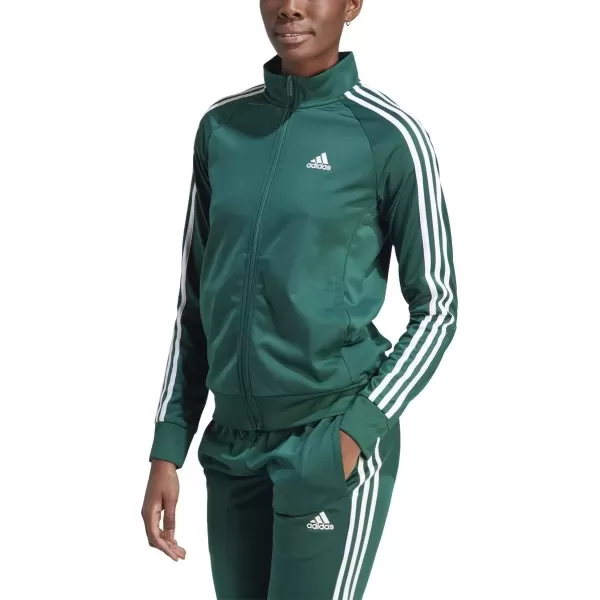 imageadidas Womens Essentials Warmup Slim 3Stripes Track TopCollegiate GreenWhite