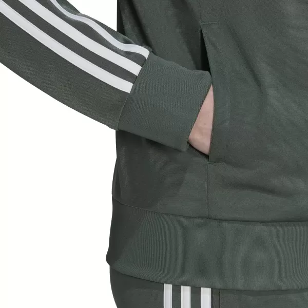 imageadidas Womens Essentials Warmup Slim 3Stripes Track TopGreen OxideWhite