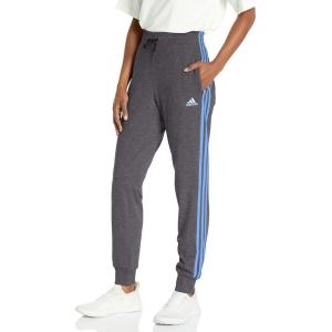 imageadidas Womens Essentials 3Stripes PantsDark Grey HeatherBlue Fusion