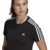 imageadidas Womens Essentials Slim 3Stripes TeeBlackWhite