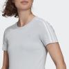 imageadidas Womens Essentials Slim 3Stripes TeeHalo BlueWhite