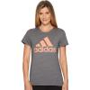 imageadidas Womens Badge of Sport Classic TeeDark Grey HeatherChalk Coral