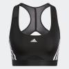 imageadidas Womens Training Medium Support 3 Stripes BraBlackWhite