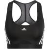 imageadidas Womens Training Medium Support 3 Stripes BraBlackWhite