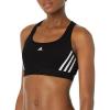 imageadidas Womens Training Medium Support 3 Stripes BraCore BlackWhite