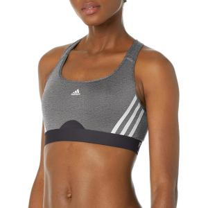 imageadidas Womens Training Medium Support 3 Stripes BraDark GreyWhite