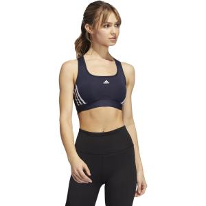 imageadidas Womens Training Medium Support 3 Stripes BraInkWhite