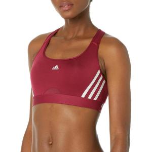 imageadidas Womens Training Medium Support 3 Stripes BraLegacy BurgundyWhite