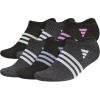 imageadidas Womens Superlite 30 No Show Athletic Socks LowProfile Fit with Targeted Padding and Arch Compression 6 PairsBlackPulse Lilac PurpleWhite