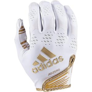 imageadidas Adizero 12 Adult Football Receiver GlovesWhiteMetallic Gold