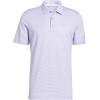 imageadidas Mens Ottoman Stripe Golf Polo ShirtLight PurpleWhite